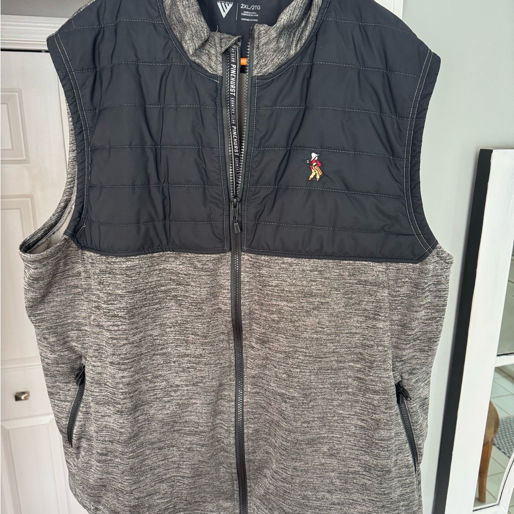 Pinehurst logo Black and Gray Quilted Vest